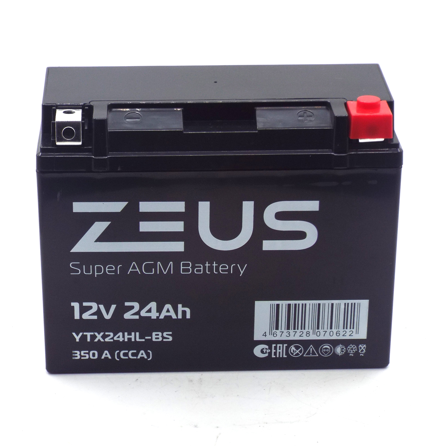 Аккумулятор 6МТС-24 Zeus Super AGM (YTX24HL-BS)