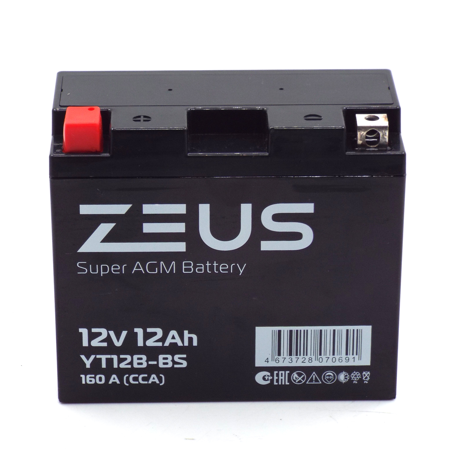 Аккумулятор 6МТС-12 Zeus Super AGM (YT12B-BS)