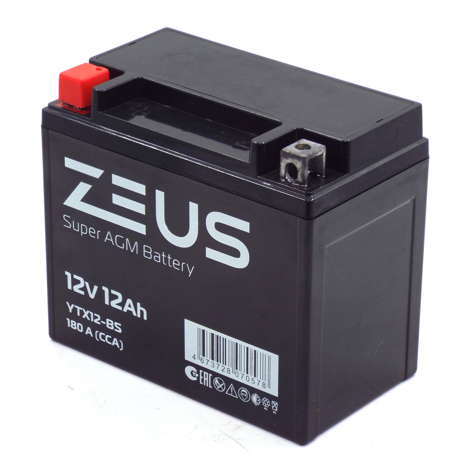 Аккумулятор 6МТС-12 Zeus Super AGM (YTX12-BS)