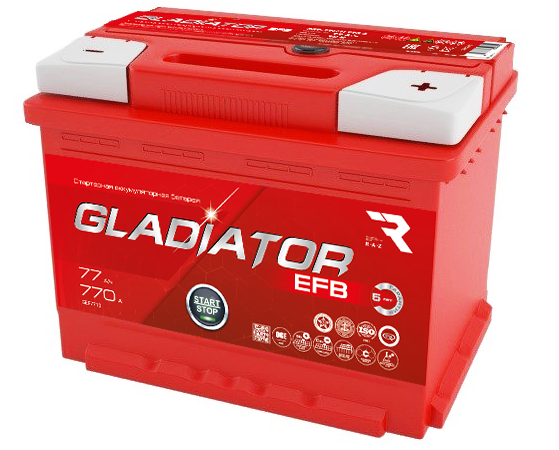 Аккумулятор 6СТ-77 «Gladiator EFB» п/п