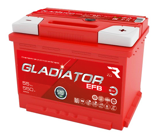 Аккумулятор 6СТ-55 «Gladiator EFB» п/п