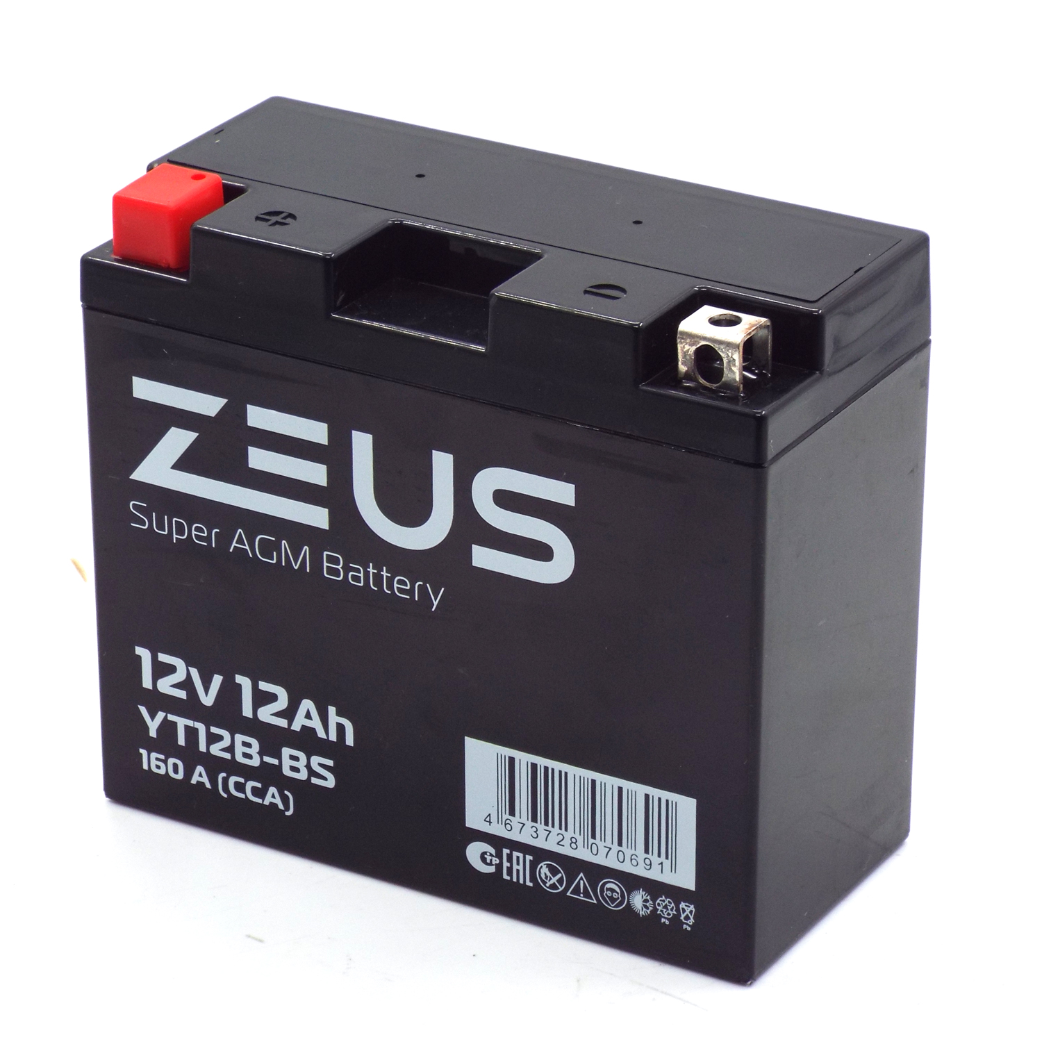 Аккумулятор 6МТС-12 Zeus Super AGM (YT12B-BS)