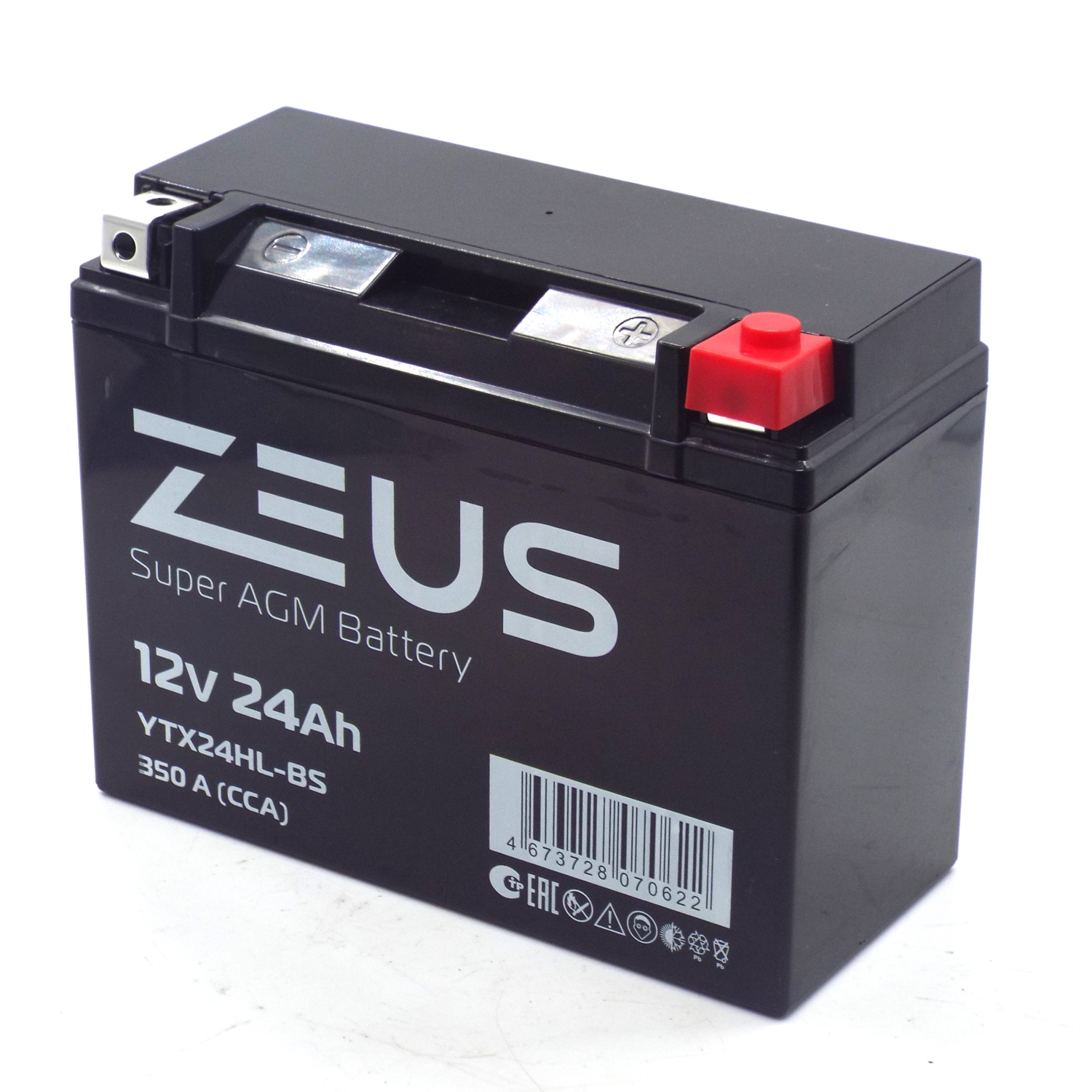 Аккумулятор 6МТС-24 Zeus Super AGM (YTX24HL-BS)