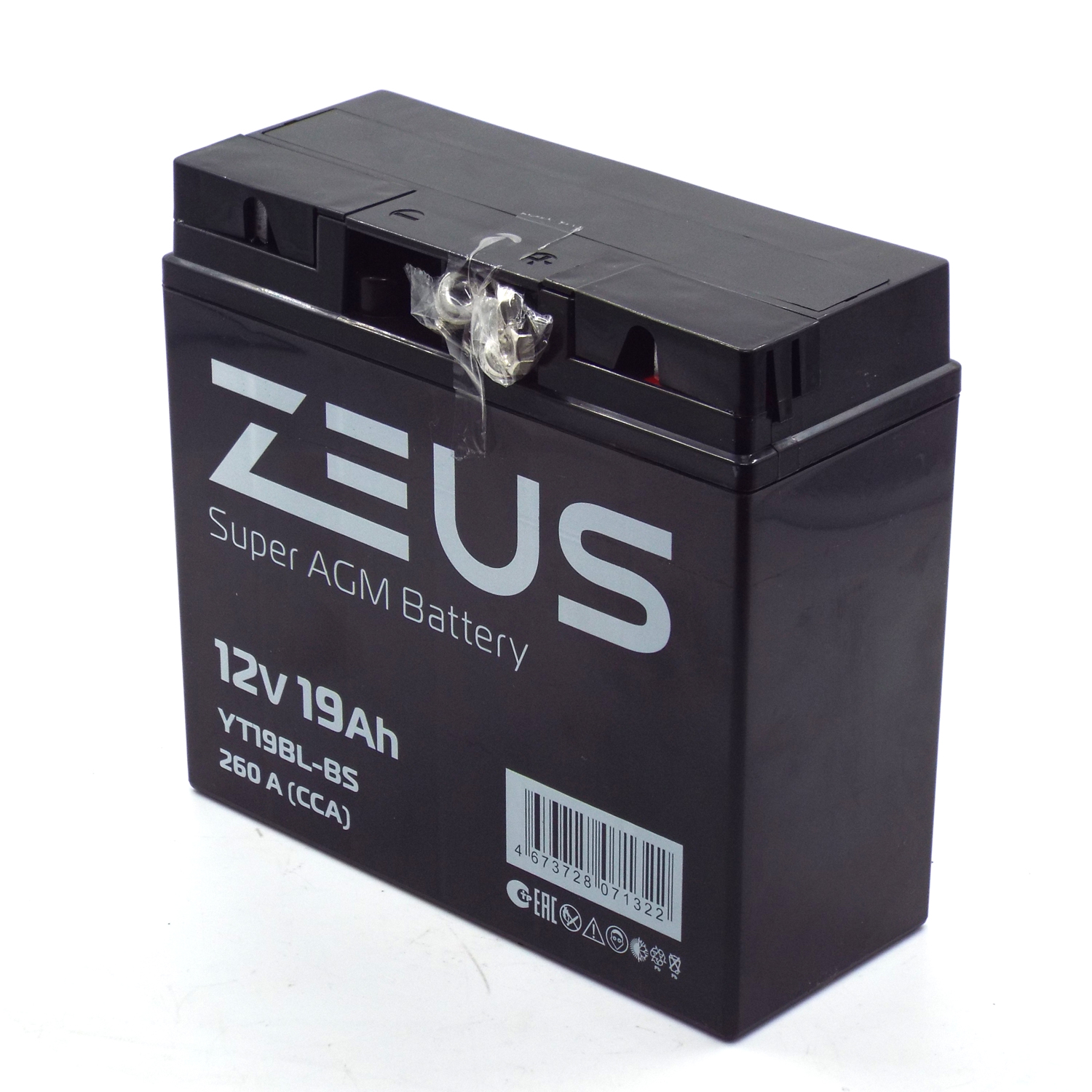 Аккумулятор 6МТС-19 Zeus Super AGM (YT19BL-BS)