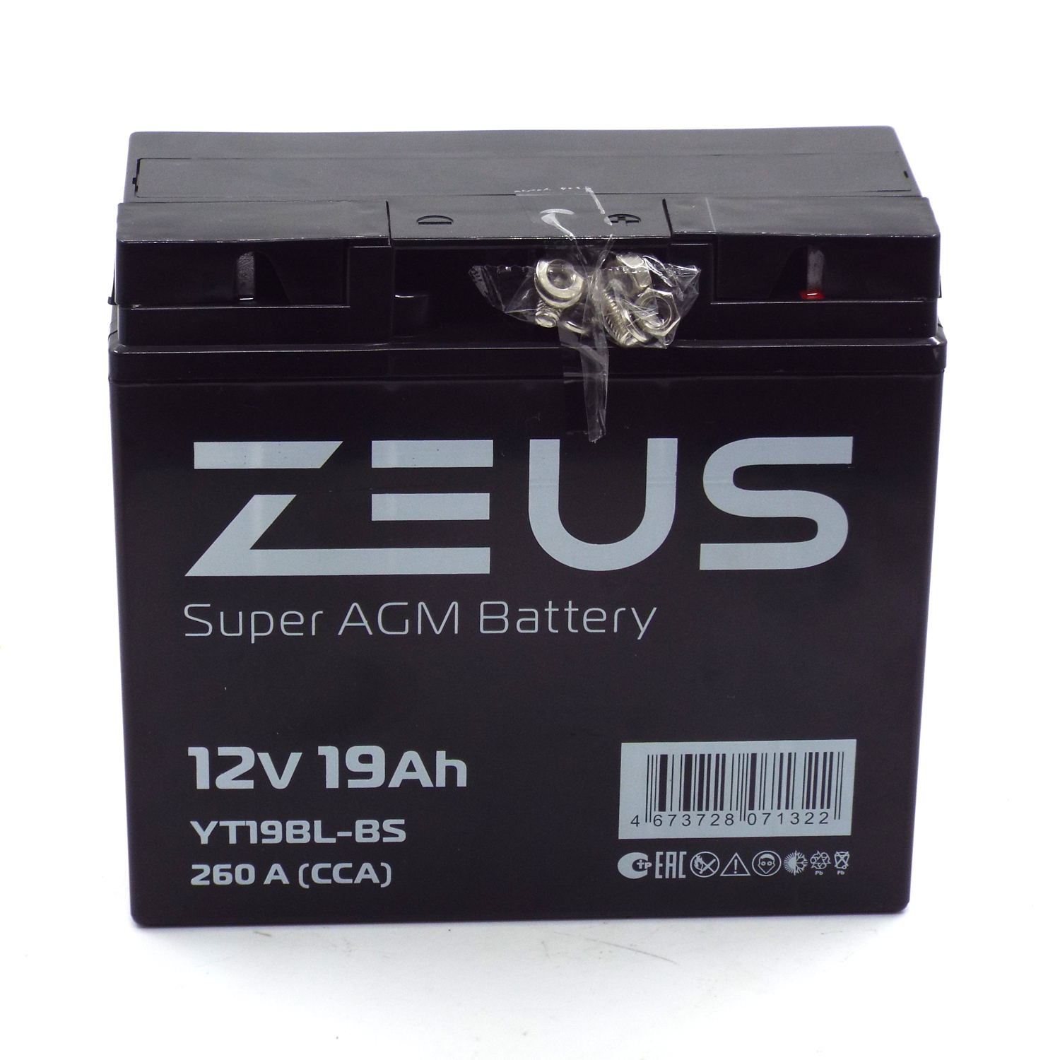 Аккумулятор 6МТС-19 Zeus Super AGM (YT19BL-BS)