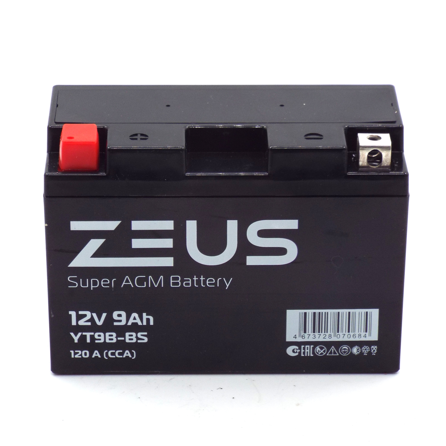 Аккумулятор 6МТС-9 Zeus Super AGM (YT9B-BS)