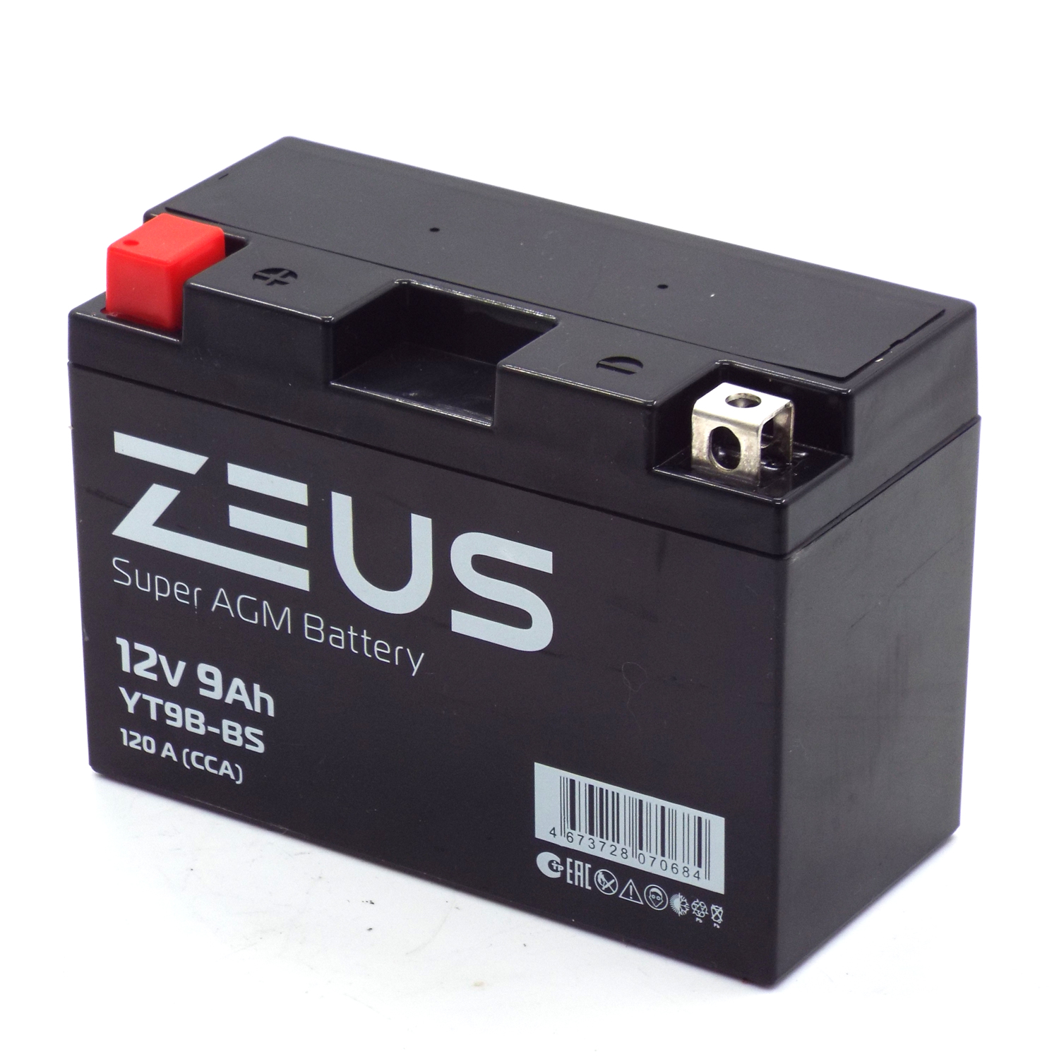 Аккумулятор 6МТС-9 Zeus Super AGM (YT9B-BS)