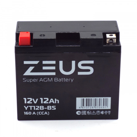 Аккумулятор 6МТС-12 Zeus Super AGM (YT12B-BS)