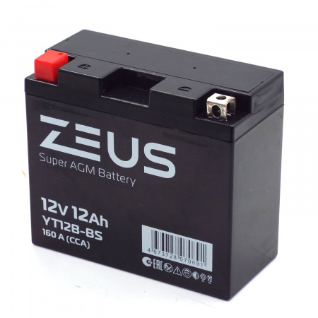 Аккумулятор 6МТС-12 Zeus Super AGM (YT12B-BS)