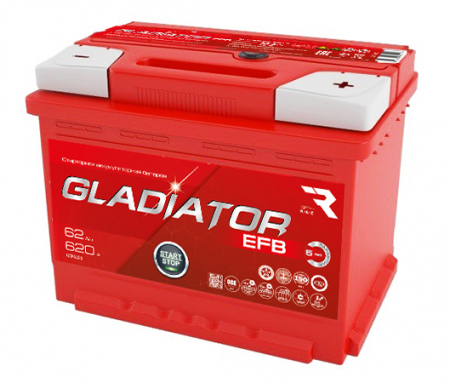 Аккумулятор 6СТ-62 «Gladiator EFB» п/п