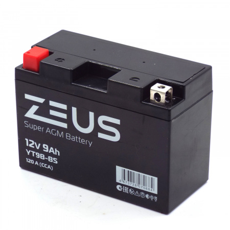 Аккумулятор 6МТС-9 Zeus Super AGM (YT9B-BS)