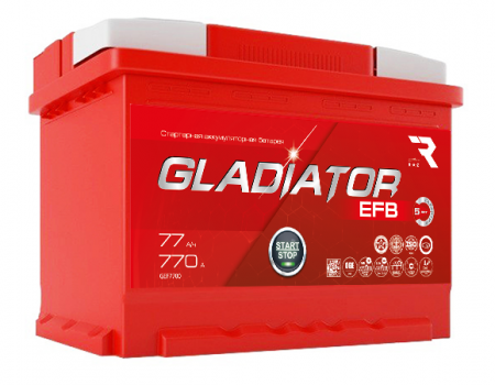 Аккумулятор 6СТ-77 «Gladiator EFB» о/п