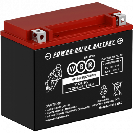 Аккумулятор 6МТС-20 WBR МТ12-20-B (YTX20L-BS, TX20HL-BS, YB16L-B, YB18L-A)
